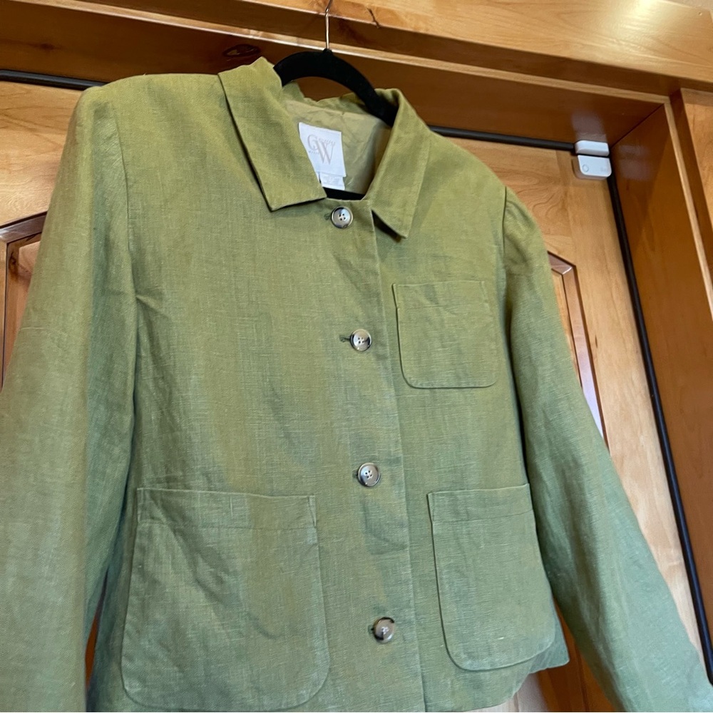 ✨Vintage✨ Clifford & Willis green linen cropped jacket